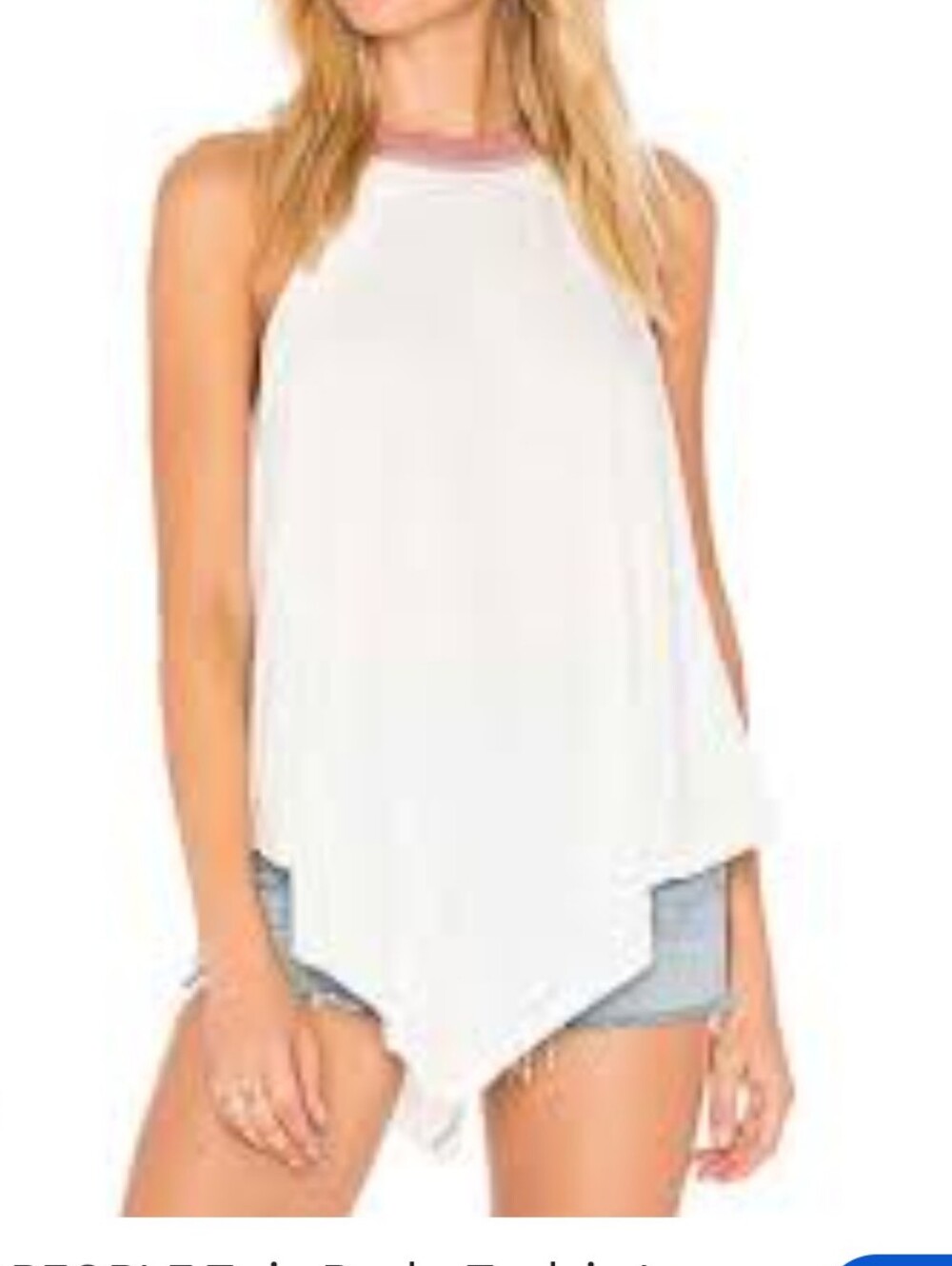 We The Free Cream Halter Tank with Dusty Rose Neckline